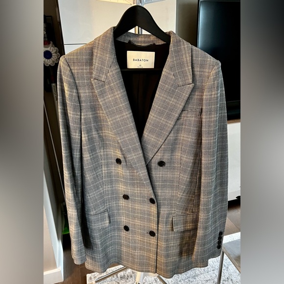 Aritzia Babaton Samuel Blazer - Light Glencheck/Black/White Plaid - Picture 2 of 10